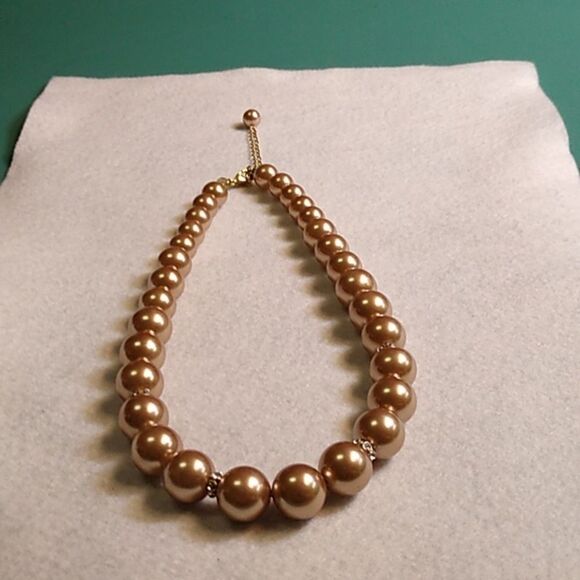 Vintage RMN Elegant Gold Pearl & Rhinestone Necklace Cottagecore Prom Wedding - Picture 4 of 7